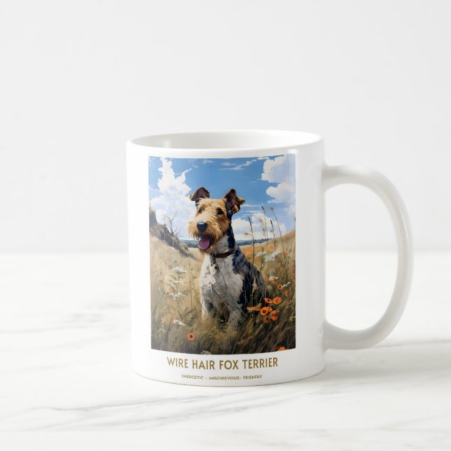 Caneca De Café Vintage Wire Hair Fox Terrier (Direita)