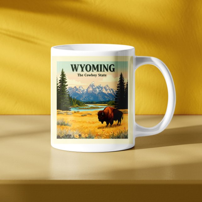 Caneca De Café Vintage Wyoming (Criador carregado)