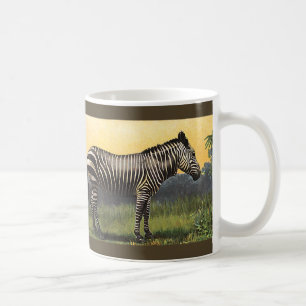 Caneca De Café Vintage Zebra na savana africana, animal selvagem