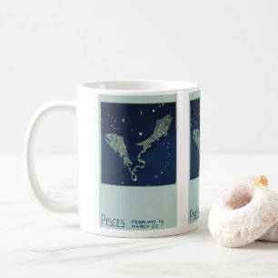 Caneca De Café Vintage Zodiac Astrologia Peixes Constelação de 