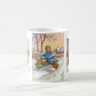 Caneca De Café Vintagem de Senhora e Esquilo