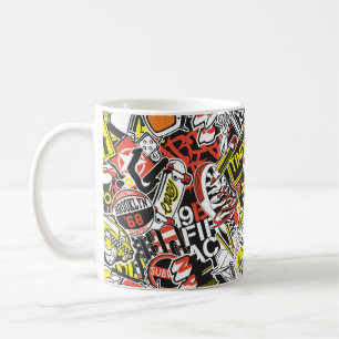 Caneca De Café Vintagem do abstrato de retalhamento de autocolant