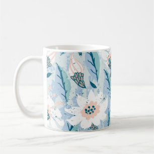 Caneca De Café Vintagem Floral Pintada À Mão Negra