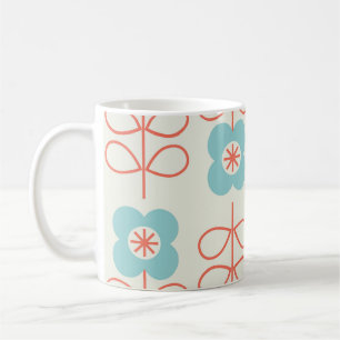 Caneca De Café Vintagem Geométrica Floral do Estilo Nórdico.