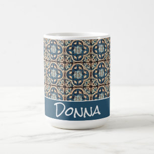Caneca De Café Vintagem personalizada azulejo tradicional design 