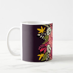 Caneca De Café Vintagem Tropical de Cobras da Selva Floral