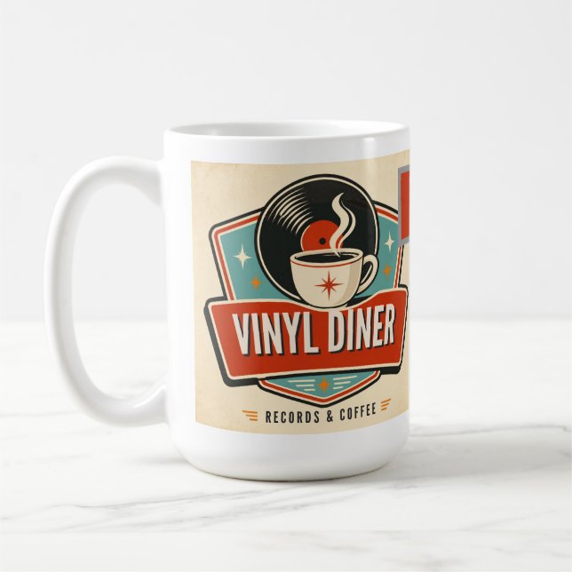Caneca De Café Vinyl Diner Records & Coffee – Música Retrô (Esquerda)