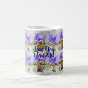 Caneca De Café Viola Watercolor Flowers Floral Love Ladies Mug