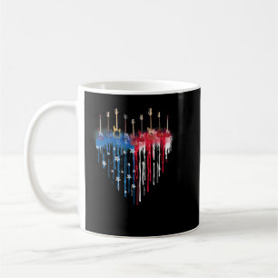 Caneca De Café Violão de Coração de Sinalizador Americano