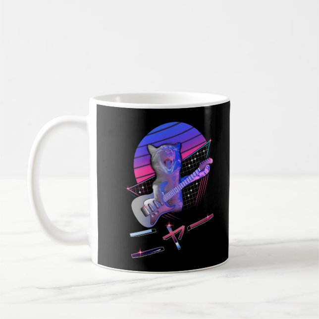 Caneca De Café Violão Elétrico Vaporwave 80s 90s Music Lover (Esquerda)