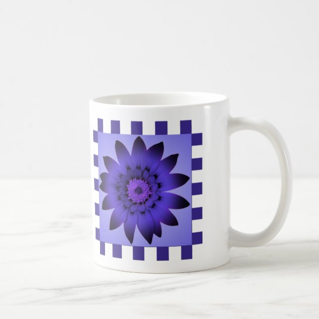 Caneca De Café Violet Daisy Flower, Stripes de padrão - Mug (Direita)