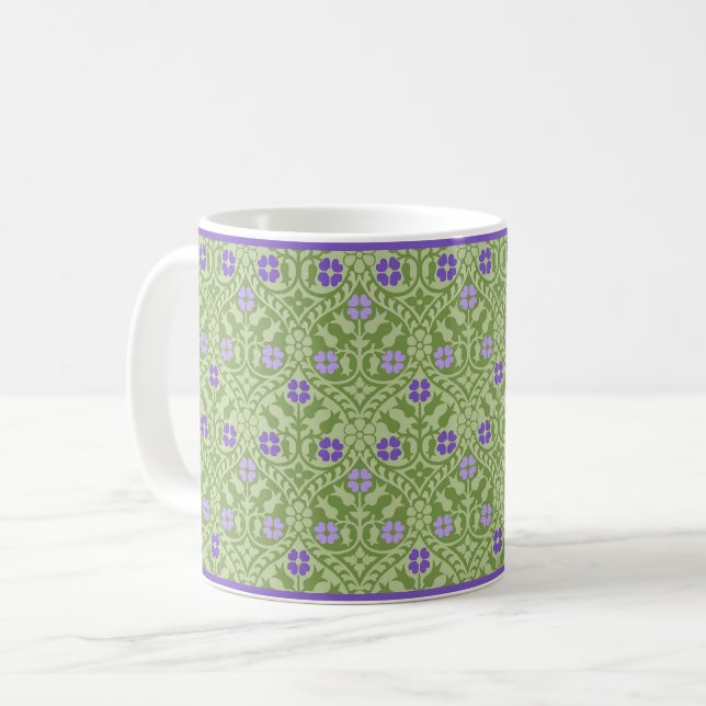 Caneca De Café Violet Gothic Revival Floral Coffee Mug (Frente Esquerda)