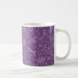 Caneca De Café Violet Mauve Butterfly AMVE - padrão perfeito.