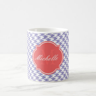 Caneca De Café Violet Tulip Houndstooth Monograma