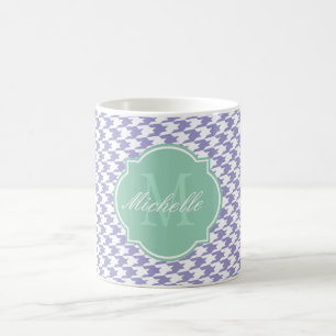 Caneca De Café Violet Tulip Houndstooth Monograma