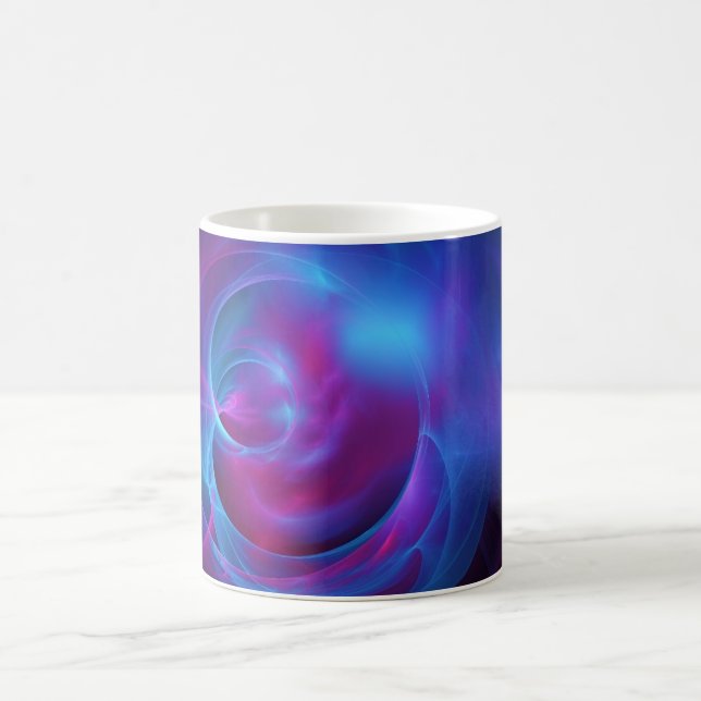 Caneca De Café Violeta Azul e Cosmic Rosa Fractal Suave (Centro)