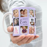 Caneca De Café Violeta da lavanda de colagem de fotos da mãe<br><div class="desc">Um presente para sua mãe, celebrando sua vida com uma colagem de 14 fotos. Texto preto: Melhor Mãe Nunca. Personalize e use suas próprias fotos dela, crianças, marido, animais de estimação, amigos. Violeta de tendências, fundo colorido de lavanda. Perfeito como presente de Dia de as mães, para aniversários e Natal....</div>