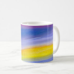 Caneca De Café Violeta e Raio Dourado Abstrato