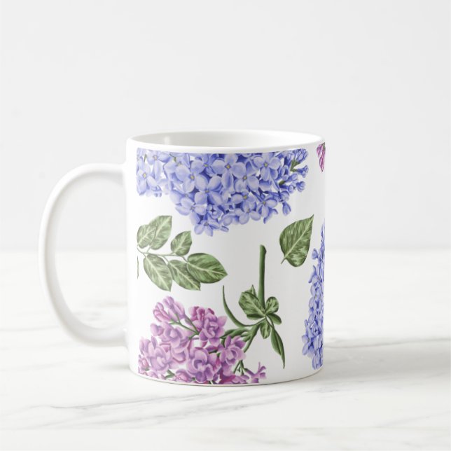 Caneca De Café Violeta Roxo de Lilacs de Aquarela (Esquerda)
