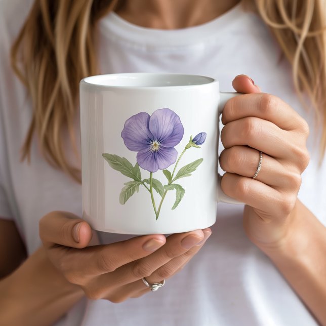 Caneca De Café Violetas Feitiço de Nascimento (purple violets February birth flower personalized mug)