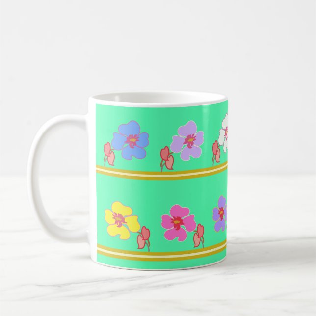 Caneca De Café violets left&right mint green (Esquerda)