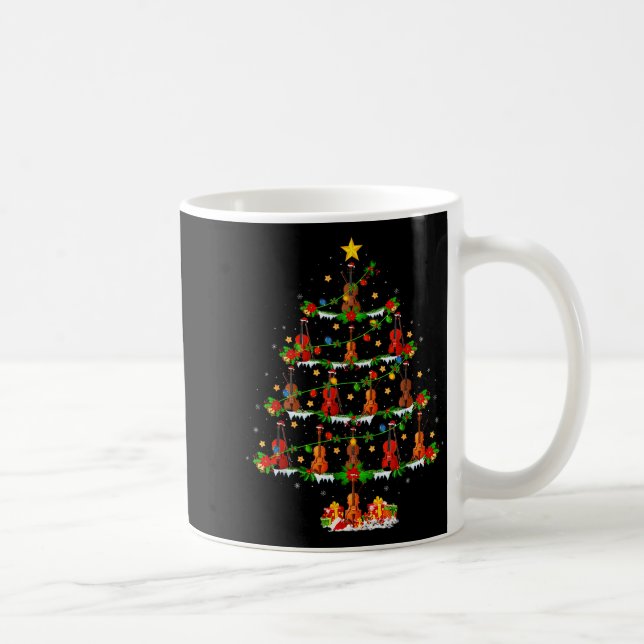 Caneca De Café Violin Music Lover Xmas Lighting Violin Christmas  (Direita)