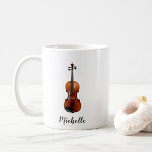 Caneca De Café Violino musical vintage personalizado