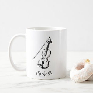 Caneca De Café Violino musical vintage personalizado