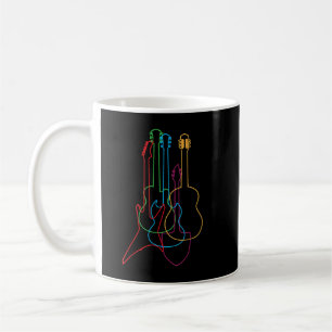 Caneca De Café Violões Coloridos Elétricos Acústicos Clássicos