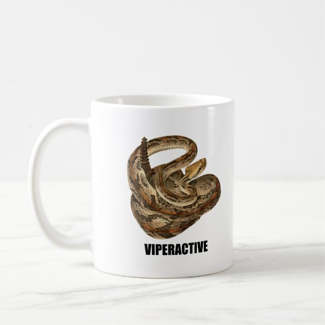 Caneca De Café Viperative Rattle Cobra Vintage Watercolor (Esquerda)