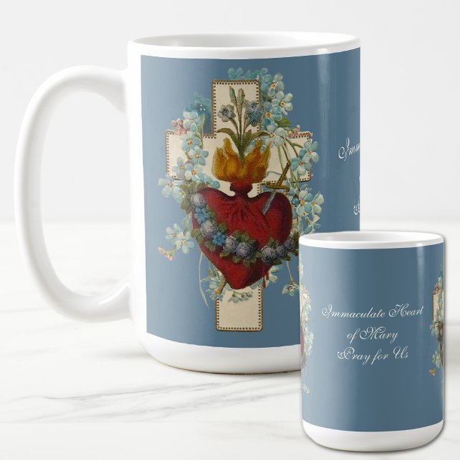 Caneca De Café Virgem Cruzada Maria Imaculada Coração Religiosa (CATHOLIC IMMACULATE HEART OF MARY COFFEE MUGS)