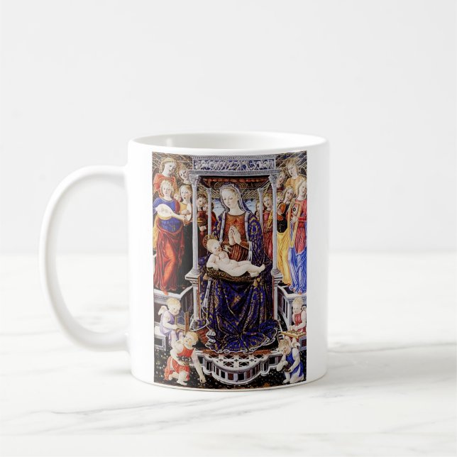 Caneca De Café Virgem e Criança com Anjo Fazer de Música (Esquerda)