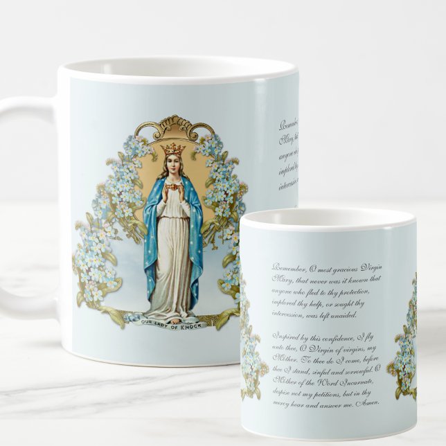 Caneca De Café Virgem Maria Floral Senhora Religiosa De Knock (Criador carregado)