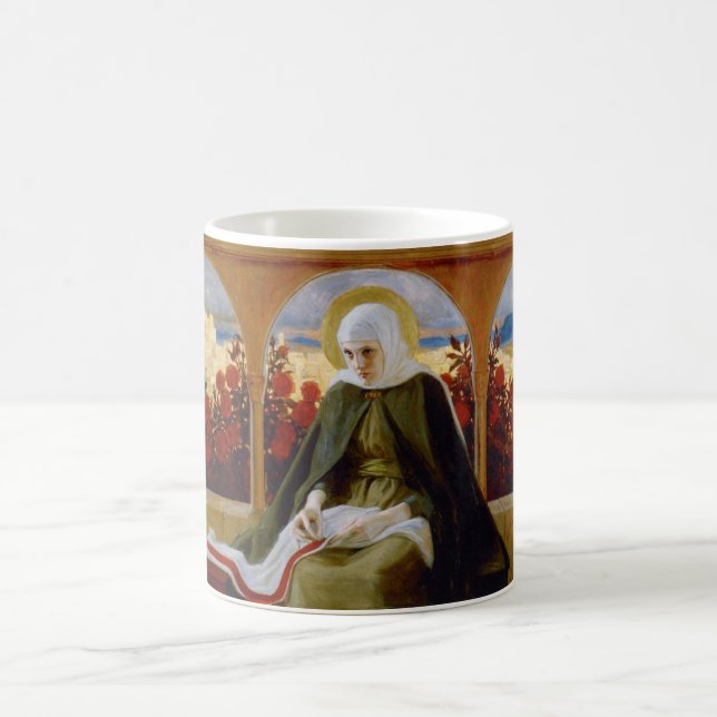 Caneca De Café Virgem Maria no Jardim Rosa (Albert Edelsense) (Centro)