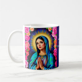 Caneca De Café Virgem Maria Prayer Café Floral Vibrante