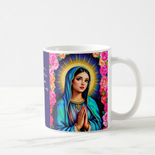 Caneca De Café Virgem Maria Prayer Café Floral Vibrante