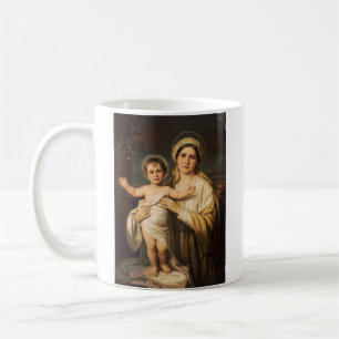 Caneca De Café Virgem Maria segurando o menino Jesus