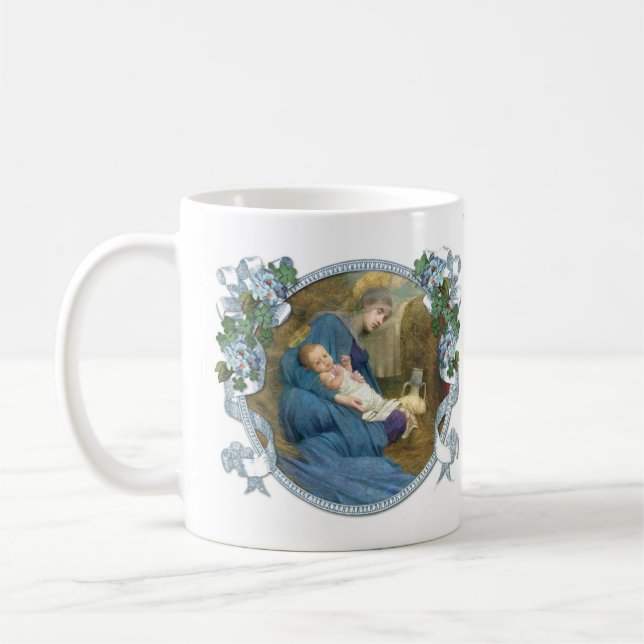 Caneca De Café Virgem Religiosa Mary Dormindo Bebê Jesus  (Esquerda)