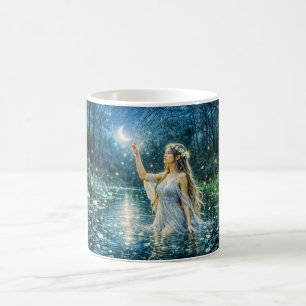 Caneca De Café Virgem Zodíaco com Donzela ao Luar Segurando um Br