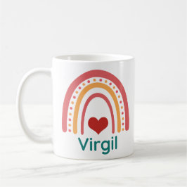 Caneca De Café Virgil Name Vintage Boho Rainbow
