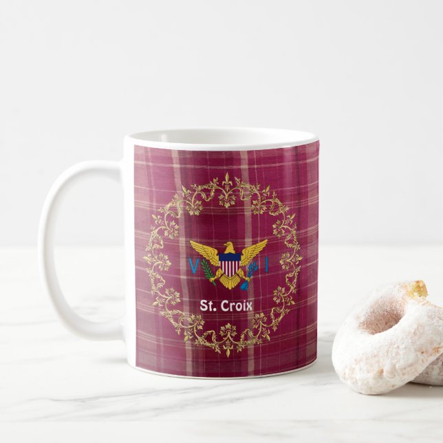 Caneca De Café Virgin Islands Flag St. Croix Madras Plaid (Com Donut)