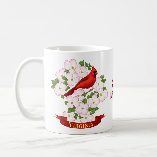 Caneca De Café Virginia State Cardinal Bird e Dogwood Flower (Esquerda)