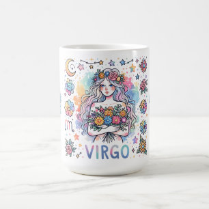 Caneca De Café Virgo Colorido Zodíaco Astrologia Floral