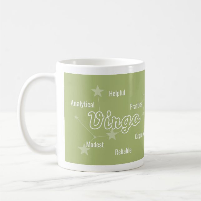 Caneca De Café Virgo Olive Green - Astrologia Zodiac - Sinal Mug (Esquerda)