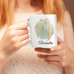 Caneca De Café Virgo Personalizável Aquarela Zodiac Design Café