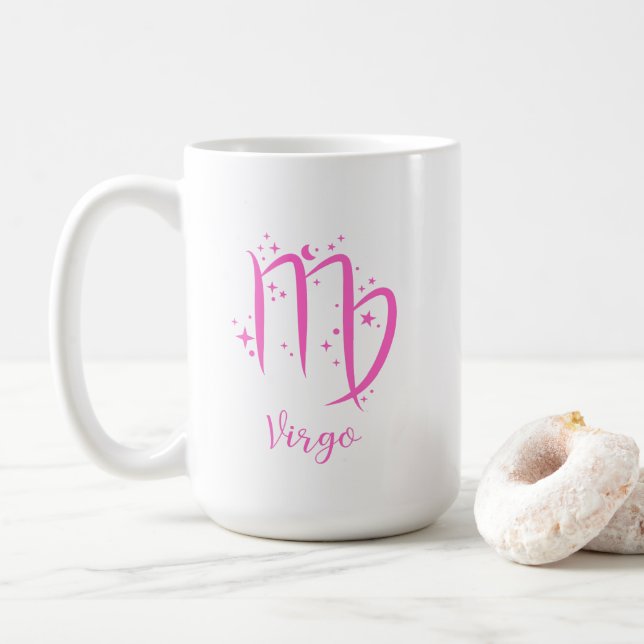 Caneca De Café Virgo Pink Zodiac (Com Donut)