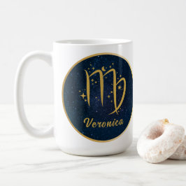 Caneca De Café Virgo símbolo Maiden zodiac dourado personalizado
