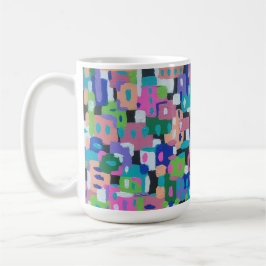 Caneca De Café Visão da Cidade na Pintura Noturna de Abstrato