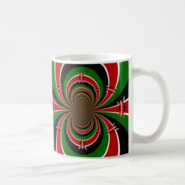 Caneca De Café Visão Vibrante do Quênia: Arte Espelhada de Bandei (Direita)