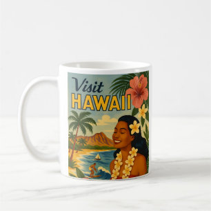 Caneca De Café Visita de Meados do Século ao Turismo do Havaí Art